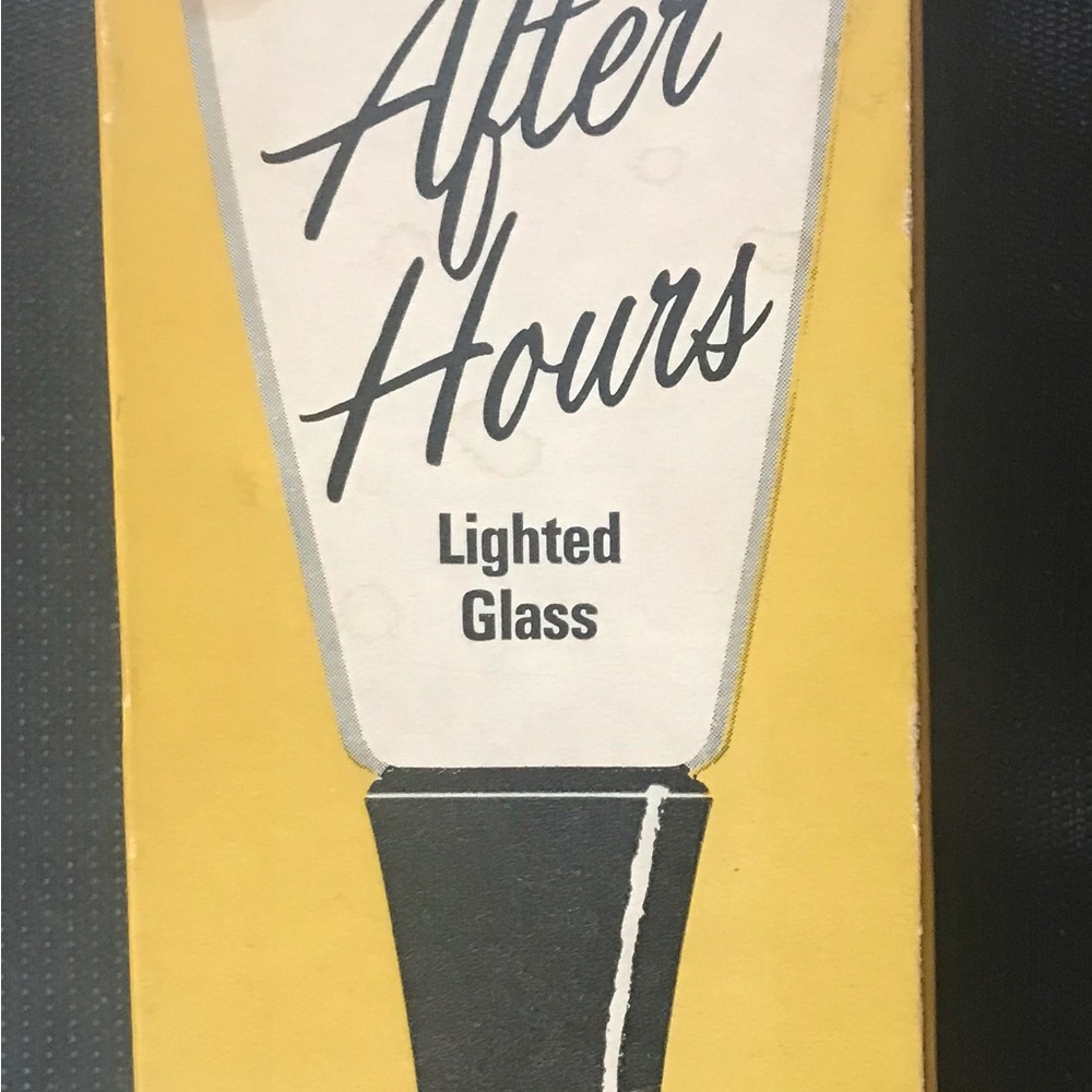 Vintage David Douglas Lighted Drinking Glass Black & Gold with Box & Stickers